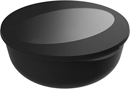 elastoREuse – Essensbox to go 2,2l für warme & kalte Speisen – Mehrweg Salatbox mikrowellen- & spülmaschinenfest – Runder Essensbehälter To-go aus recyceltem Kunststoff BPA-frei (Schwarz)