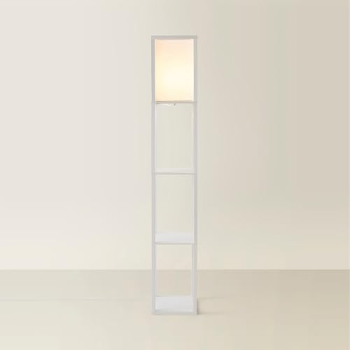 MiniSun | White Wooden Floor Lamp with Shelves | Floor Lamps & Torchieres, Home Décor & Improvement Essential | Includes 10W GLS Bulb [3000K Warm White]