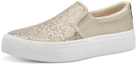 Tamaris Damen Sneaker Slip On Structure Vegan; LIGHT GOLD GLAM/metallic; 39