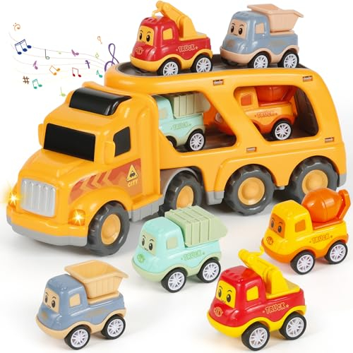 Weinsamkeit Garage Voiture pour Enfants, 5 en 1 Camion avec Sons et Lumières, Bus Jouet Jeux Enfants Garçon 3-4-5 Ans, Éducatifs Cadeau pour Garçons Filles