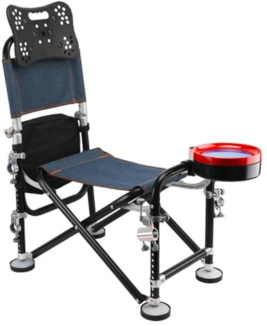 tinysiry Folding Carp Fishing Chair,Adjustable Fishing Chair with Backrest Rod Holder,Reclining Camping Chairs Fishing Deck Chair with Rise Fall 21cm Adjustment for Outdoor Activities Fisherman Gift