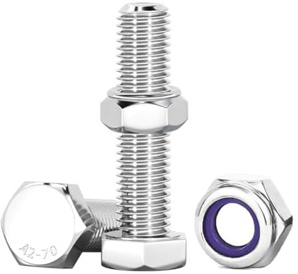 Drenky Boulons M8 à Six Pans Avec écrous Assortiment Acier Inoxydable A2 V2A Vis à Métaux M8 X 35mm 10Pcs Pour Meubles, Voitures, Vélos, Bateaux, Impression 3D