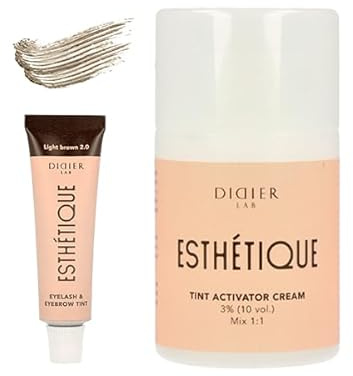 DIDIER LAB Kit Tinta per Sopracciglia e Ciglia Marrone Chiaro con Attivatore 2in1 – Resistente allo sfregamento e all'acqua – Risultati fino a 6 settimane - Set per la Colore Sopracciglia Permanente