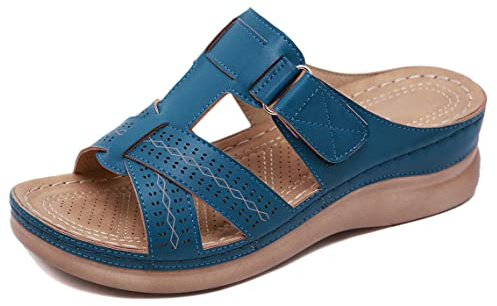 SMajong Sandales Femme été Mode Mules Femmes Compensées Chaussons Confortable Bout Ouvert Plateforme Pantoufles Chaussures de Plage