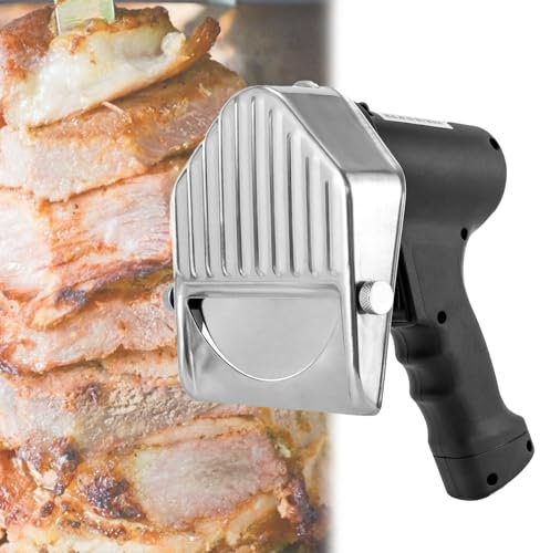 Coltello professionale per kebab turco, taglierina per gyros commerciale in acciaio inox, coltello per shawarma senza fili con spessore regolabile, 3000 giri/min, 2 lame, per ristoranti e catering
