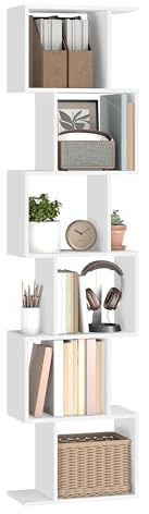 VASAGLE CUSTOS Collezione - Scaffale a 6 Ripiani, Libreria, 24 x 40 x 191 cm, Divisorio per Stanza, Organizzatore a Cubi, Stile Moderno, per Soggiorno, Camera da Letto, Ufficio, Bianco Opaco LBC461W01