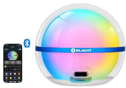 OLIGHT Sphere C Luce Notturna a Sferico Light Sfera Luminosa a Bagliore Pieno 75 Lumen Luce Atmosfera Ricairabile Colorata Quotidiano Appuntamenti Lampada Campeggio Decorazione di Festa