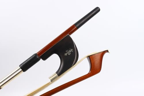 Upright Double Bass German Bow 3/4 Powerful Sound Brazilwood Stick Well Balae Ebony Frog Nice Shell Inlay Natural Horse Hair, white hair