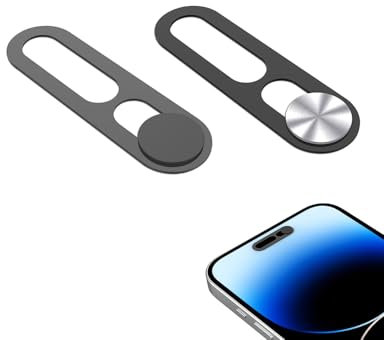 JUKOTA 2 Stück Frontkamera-Abdeckung,Verschiebbar,Kompatibel mit iPhone 16/16Plus/16Pro/16Pro Max,Webcam-Abdeckung schützt Privatsphäre und Sicherheit,Beeinträchtigt nicht die Face ID(Schwarz+Silber)