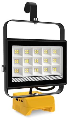 ILIKEPOW Battery Lamp for Dewalt 18/20 V, 60 W 4500 LM Work Light LED, Wireless Spotlight Lamp with 2 USB Charging and 140° Swivel Head for Construction Sites, Garages, Camping, Emergencies (Battery