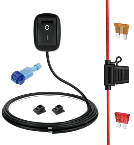 Gebildet Interruttore a Pulsante SPST 12V-220V/10A con Cavo da 1m, Interruttore Off/On a Forma di Goccia d'acqua con Portafusibile per Fendinebbia, Luci al Neon, Barra Luminosa a LED