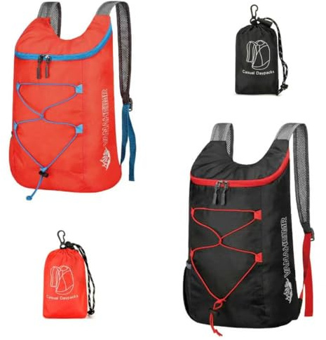 Feibmir 2 Sacs à dos ultra légers pliables, Sacs de randonnée résistants à l'eau, Sacs à dos pliables pour hommes, femmes, enfants - Voyage, camping, escalade, cyclisme, marche en plein air, M