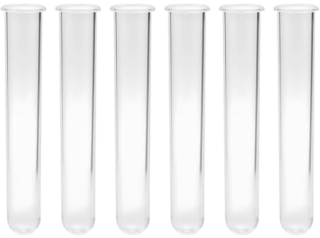 6 unidades de plástico acrílico, tubo de ensayo, tubo de ensayo transparente de plástico de 12 cm, jarrón reutilizable para laboratorio químico, biología, escuela, manualidades, bodas, especias
