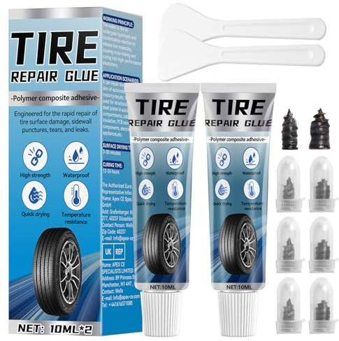 Aarovibe Mastice per Riparazione Pneumatici, Colla per Ripara Gomme Auto Nero per Riparazioni Dei Fianchi, Adatto per Auto, Moto, Bici, Jeep, Fuoristrada, Camion, Trattore (20ml)