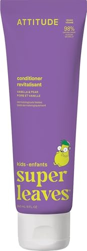 ATTITUDE Après-Shampooing pour Enfant, Cheveux Secs, Ingrédients d’Origine Naturelle, Végane, Parfum Vanille & Poire, 240 mL