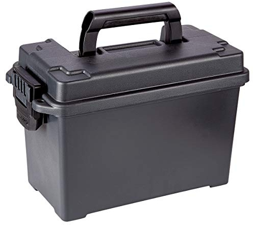 Plano Field Ammo Box .50 Caliber, Black, Lockable Ammunition Storage Box with Heavy-Duty Carry Handle, Medium Plastic Ammo Crate, Water-Resistant Protection, Holds 6-8 Boxes of Ammo