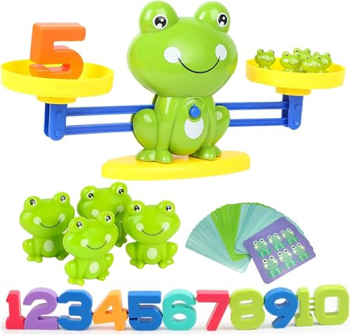 Frog Balance Math Toy, STEM Educational Counting Tool for Kids Ages 3-6 | Frog Balance Scale Toy,Montessori Math Manipulatives,Preschool&Kindergarten Learning Games,Ideal Birthday Gift for Boys&Girls