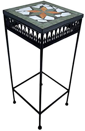 PrimoLiving Metall Blumenhocker/Beistelltisch Mosaik eckig schwarz Gr. S (P-904)
