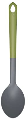 Fackelmann Cuillère de Cuisine pour Le Service des Plats en Sauce, 1 pièce, cuillère, ustensile de Cuisine, Bioplastique issu de canne à sucre, Vert, Gris, 32,5 x 7,3 cm