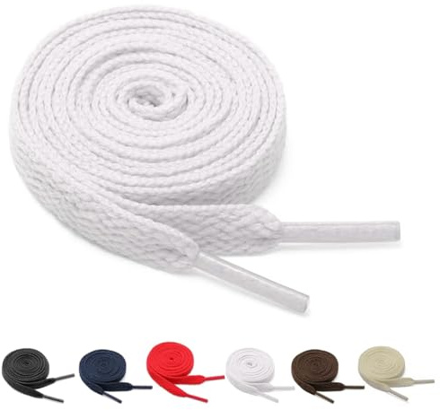 Stadux Flat Trainers Shoelaces, Shoe Laces replacement for Athletic Running Sneakers Shoes Boot Strings (120cm, White)