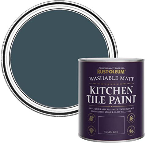 Rust-Oleum Blue water resistant Kitchen Tile Paint in Matt Finish - Evening Blue 750ml