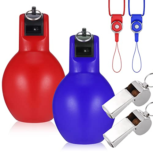 Hejo Handpfeife, 2 Stück Schiedsrichterpfeife mit 2 Stück Edelstahl-Sportpfeifen, Trillerpfeife Kinder, Trainerpfeife für Lehrer, Schiedsrichter