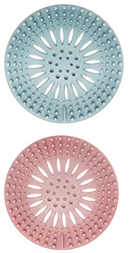 2 Stück Abflusssieb Silikon, Silikon Abflusssieb Dusche, Haarfänger, Haarsieb, Badewanne Abflussabdeckung, Für Badezimmer, Badewanne und Küche (Blau und Rosa)