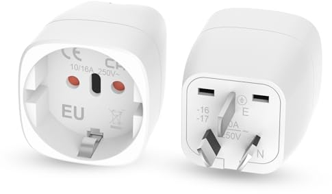 Oliveria 2 x Adaptador Australia, Adaptador de viaje de Alemania para Australia, China, Argentina, Nueva Zelanda, Fiji