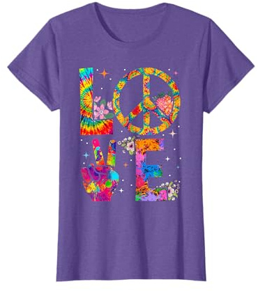 Peace Sign Love 60s 70s Tie Dye Hippie Costume T-Shirt