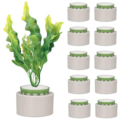Roucerlin 10 Pack Ceramic Aquarium Plant Weights, Anti-Floating Aquatic Plants Fixed Ring Set, Aquarium Plant Pot for Fish Tank Decoration Landscape Accessories (10 Pack)