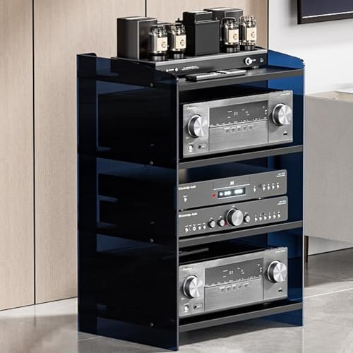 Meuble Chaine HiFi Meubles pour Audio/vidéo Systèmes Stéréo HiFi Rack, Support Multimédia À 4 Niveaux, Armoire De Composants Audio/vidéo avec Étagère Réglable, pour Lecteurs DVD, Récepteur Stéréo(C)