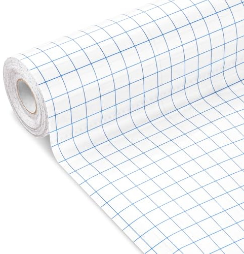 FWEEK Transferfolie Plotter für Plotterfolie, 30,5cm x 1500cm Übertragungsfolie Plotter für Vinyl mit Blaues Ausrichtungsgitter, Transferfolie für Abziehbilder, Schilder, Fenster, Autoaufkleber