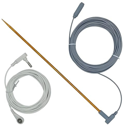 Jordningsstång för jordning, jordningsspett med 1 skruvbar stång av koppar, jordningsstav med 12 m lång tråd, perfekt för användning med jordningsplåt, jordningsmatta, örngott,