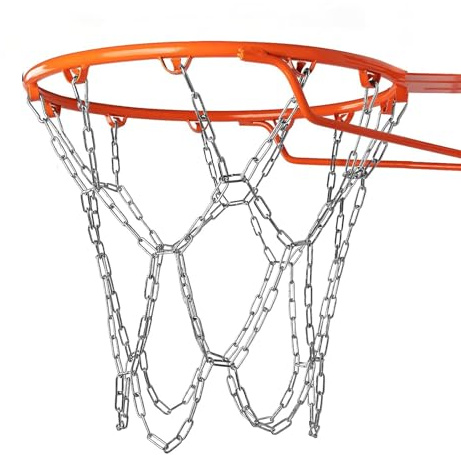 304 Stainless Steel Basketball Chain Net - Heavy-Duty & Rust-Proof Metal Net, Universal Replacement for Outdoor Basketball Hoops 12 Loops Fits Standard 48cm Rims
