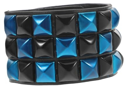 Gatuida Bracciale Polsino Comodo e Ampio Punk in Pelle Sintetica Borchie Multicolore per Uomini e Donne, per Occasioni Casual e Riding