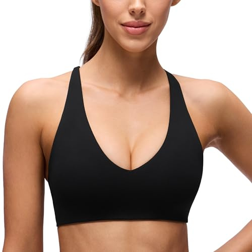 CRZ YOGA Butterluxe Sport-BH med vridbar rygg | V-ringning, Lätt stöd, Avtagbara kuddar, Yoga, Extremt mjuk, Korsrygg, Justerbara spaghettiband, För kvinnor