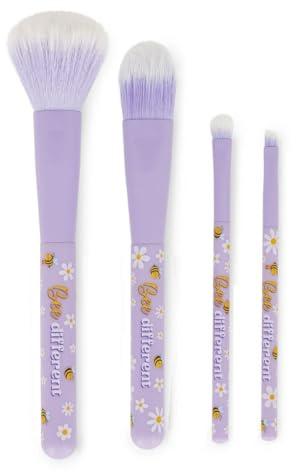 Legami – Set de 4 pinceles de maquillaje, Oh My Glow! Tema Bee, incluye pinceles para polvos, base, sombra de ojos y delineador, 100% veganos, formato de viaje
