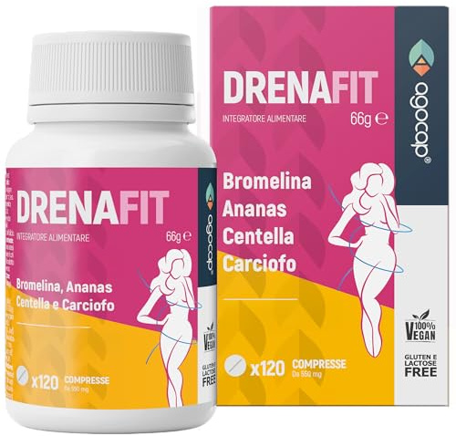 Integratore con Bromelina, Ananas e Finocchio – con Centella Asiatica, Tarassaco, Carciofo, L-Carnitina e Ginkgo Biloba – 120 Compresse - con Bromelina