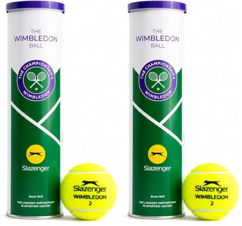 Dunlop Sports Slazenger Unisex Wimbledon 4tin Tennis Balls, Yellow, Tube Of 4 EU (Pack of 2)