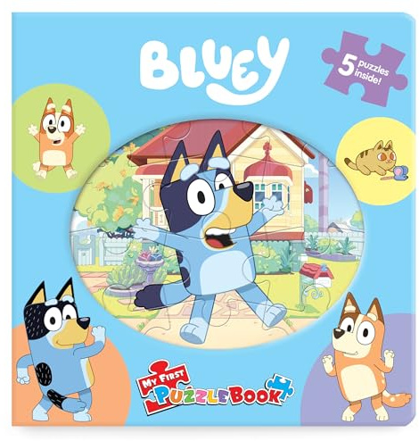 Bluey My First Puzzle Book - Jigsaw Puzzles for kids, 10-page board book, 5 puzzles to enjoy