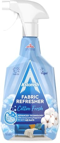 Astonish tyg Refresher Spray för fräscha kläder, gardiner, mattor och tyger, bomullsfräsch doft, 750 ml