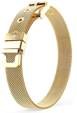 THIORA® - Mesh Armband Damen | Große Auswahl Charms | Premium Edelstahl veredelt | Charmband (Classic Gold)