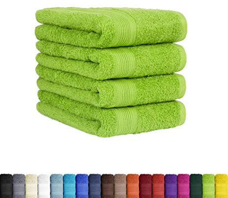 BaSaTex Frottier Handtücher Set aus weicher Baumwolle - 50x100 cm - 100% Baumwolle Öko-Tex Made in Green Zertifiziert | 4X Handtuch in Apfel Grün