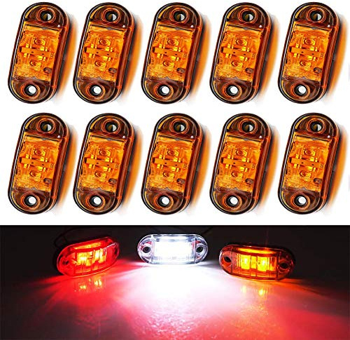 JinXiu Side Marker Lights 12v Orange,10pc LED Marker Lights 12v Waterproof Rear Car External Lamp Warning Light Auto Trailer Truck Lights (Amber)