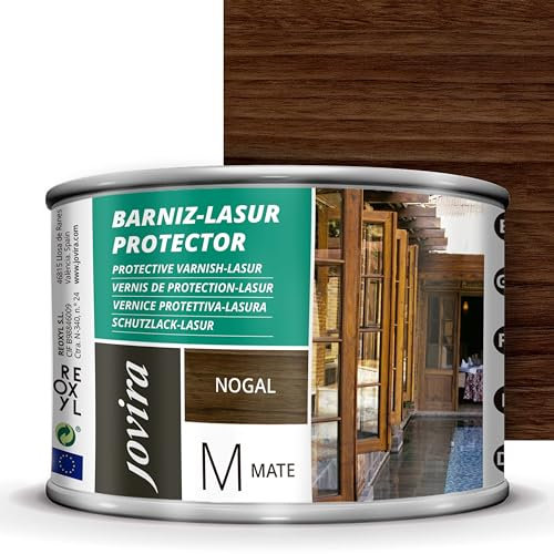 JOVIRA PINTURAS Lasur Protector Mate. Protege, decora y embellece todo tipo de madera (375 Mililitros, Nogal) G-6
