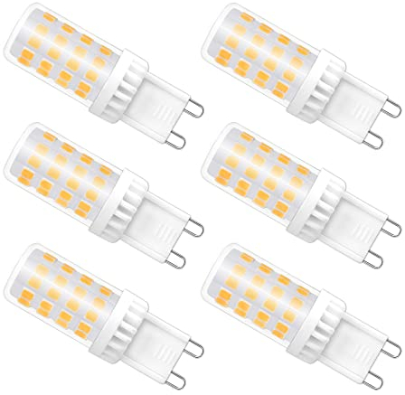 Bombillas G9 LED 5W Luz Fría 6000K, 450LM, 51 SMD LEDs, 40W 50W Halógena Equivalente, AC 230V, Bombilla LED Casquillo G9 Fría para Luz Espejo de Baño, No Regulable, 6 Piezas