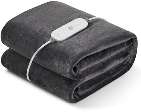 Manta Eléctrica Grande de Franela Doble Cara 150x200 cm - Calefacción Rápida, 4 Niveles de Calor, Apagado Automático de Seguridad (10h), Envoltura Cómoda para Cama y Sofá - Regalo de Invierno