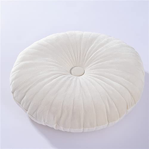 NatureMan Petit coussin rond décoratif en velours - Motif citrouille - Convient pour le salon, le canapé, le lit, le sol - 34,8 cm (crème)