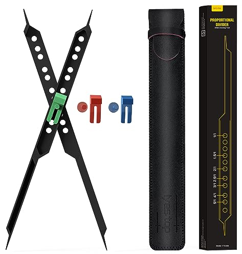 Diviseur Proportionnel Outil de Dessin d'Artiste, Diviseur à Échelle de 10 pour Artistes, Étudiants, Architectes, Designers avec Étui en Cuir de Protection - Fournitures d'Art et Outils de Dessin