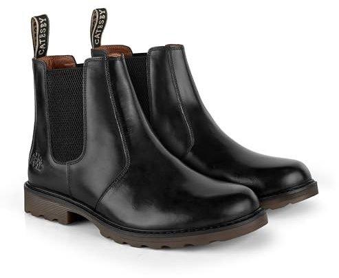 Catesby Galway Premium Leather Mens Boots Lightweight Durable Dealer Boots For Men, Black, UK 10